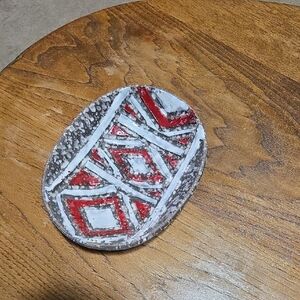 Abstract Red and White Decorative Plate